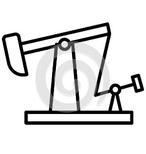 Oil pumpjack, oil well Isolated Vector Icon can be easily modified or edit