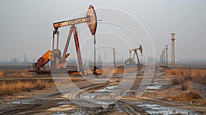 Oil Pumps in Desert Wasteland