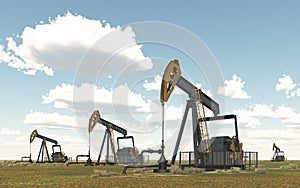 Oil pumps in a landscape