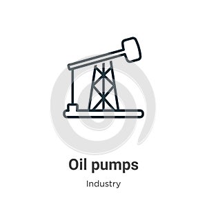 Oil pumps outline vector icon. Thin line black oil pumps icon, flat vector simple element illustration from editable industry