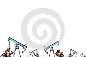 Oil pumps on white background. Isolation.