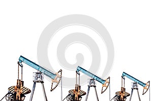 Oil pumps on white background. Isolation.