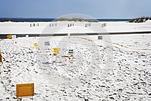 Oil Recovery Signs & Empty Beach, Gulf Coast