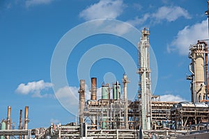 Oil refiner cloud blue sky Corpus Christi, Texas, USA
