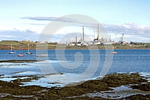 Oil refinery on the coast, Wales