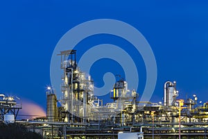 Oil Refinery Detail At Night