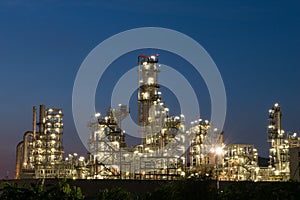 Oil Refinery factory in evening, Petroleum, petrochemical plant