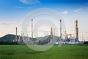 Oil Refinery factory in the morning , petrochemical plant