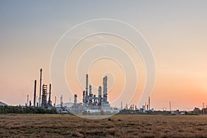 Oil Refinery factory in morning sunrise