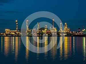 Oil refinery factory at night in Thailand