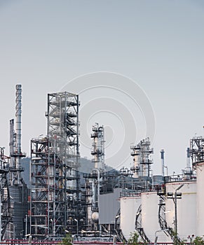 Oil Refinery factory at sunset