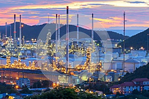 Oil Refinery factory at twilight