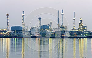 Oil refinery factory at twilight Bangkok Thailand