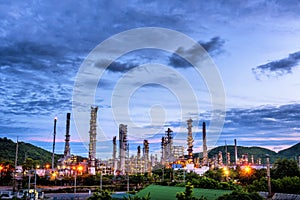 Oil refinery gas petrol plant industry with crude tank, gasoline supply and chemical factory. Petroleum barrel fuel heavy industry