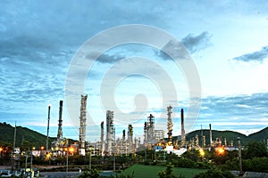 Oil refinery gas petrol plant industry with crude tank, gasoline supply and chemical factory. Petroleum barrel fuel heavy industry