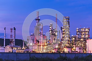 Oil refinery gas petrol plant industry with crude tank, gasoline supply and chemical factory. Petroleum barrel fuel heavy industry