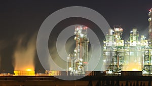 Oil refinery industrial plant with sky at night, Thailand
