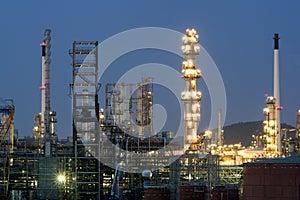 Oil refinery industry or petroleum industry with oil storage tan