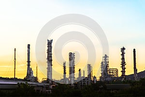 Oil refinery industry plant at twilight