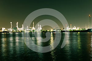 Oil refinery industry plant. View of gas processing factory. Oil and gas