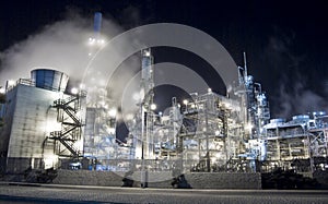 Oil refinery Misty glow photo