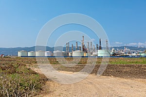 Oil refinery near Carmel mountain in Israel