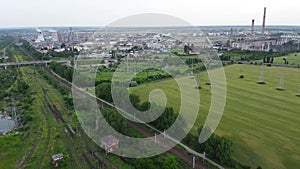 Oil refinery near Ploiesti City , Romania, aerial view