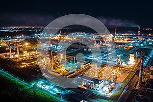 Oil refinery night