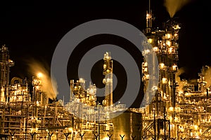 Oil Refinery at Night