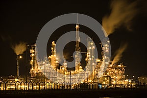 Oil Refinery at Night