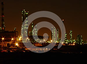 Oil refinery by night