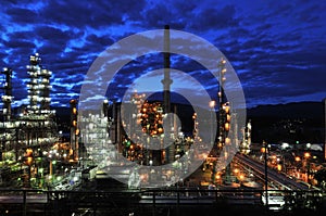 Oil refinery at night, Burnaby