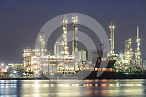 Oil refinery in night scene