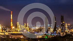 Oil refinery night timelapse