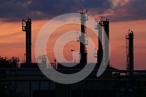 Oil refinery petrochemical plant twilight