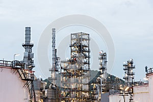 Oil refinery and Petroleum industry at night time