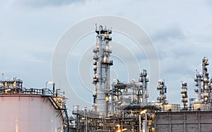 Oil refinery and Petroleum industry at night time