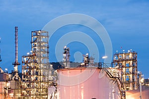 Oil refinery and Petroleum industry at night time