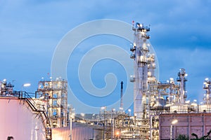 Oil refinery and Petroleum industry at night time