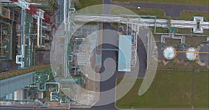 Oil refinery pipes view from the top