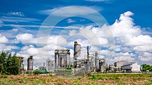 Oil refinery plant with blue sky and cloud