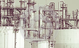 Oil refinery plant detail in vintage tone edit