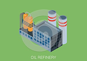 Oil refinery plant flat 3d web isometric infographic concept