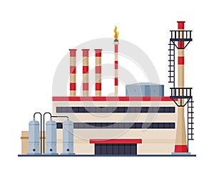 Oil Refinery Plant, Gasoline and Petroleum Production Industry Flat Style Vector Illustration on White Background