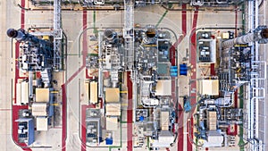 Oil refinery plant at industrial zone, Aerial view oil and gas business petrochemical industrial, Oil refinery factory white oil