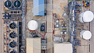 Oil refinery plant at industrial zone, Aerial view oil and gas business petrochemical industrial, Oil refinery factory white oil