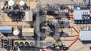 Oil refinery plant at industrial zone, Aerial view oil and gas business petrochemical industrial, Oil refinery factory white oil