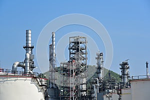 Oil refinery plant from industry, Refinery Oil storage tank and pipe line steel