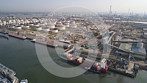 Oil refinery plant from industry zone, Aerial view