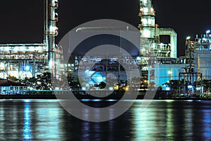 Oil refinery plant night scene in Thailand